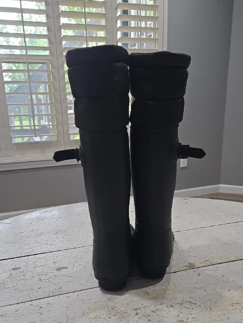 Hunter Boot Original Tall Quilted Cuff boots Black Matte Finish Size 38-7